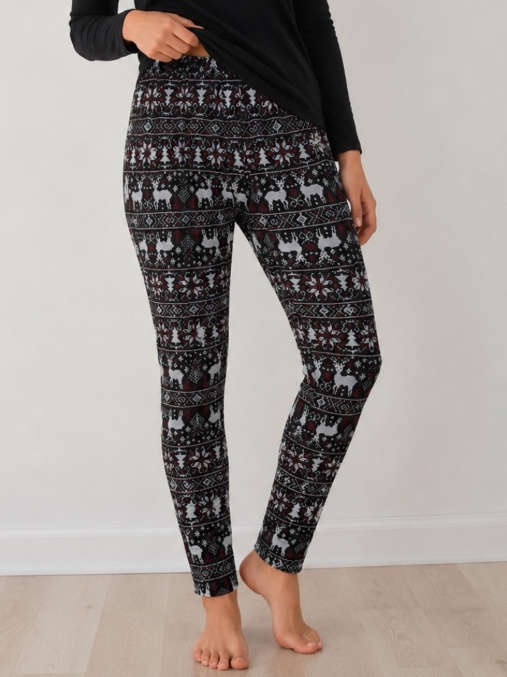 Sweet Legs Leggings Womens Size One Size Plus All Over Print Reindeer